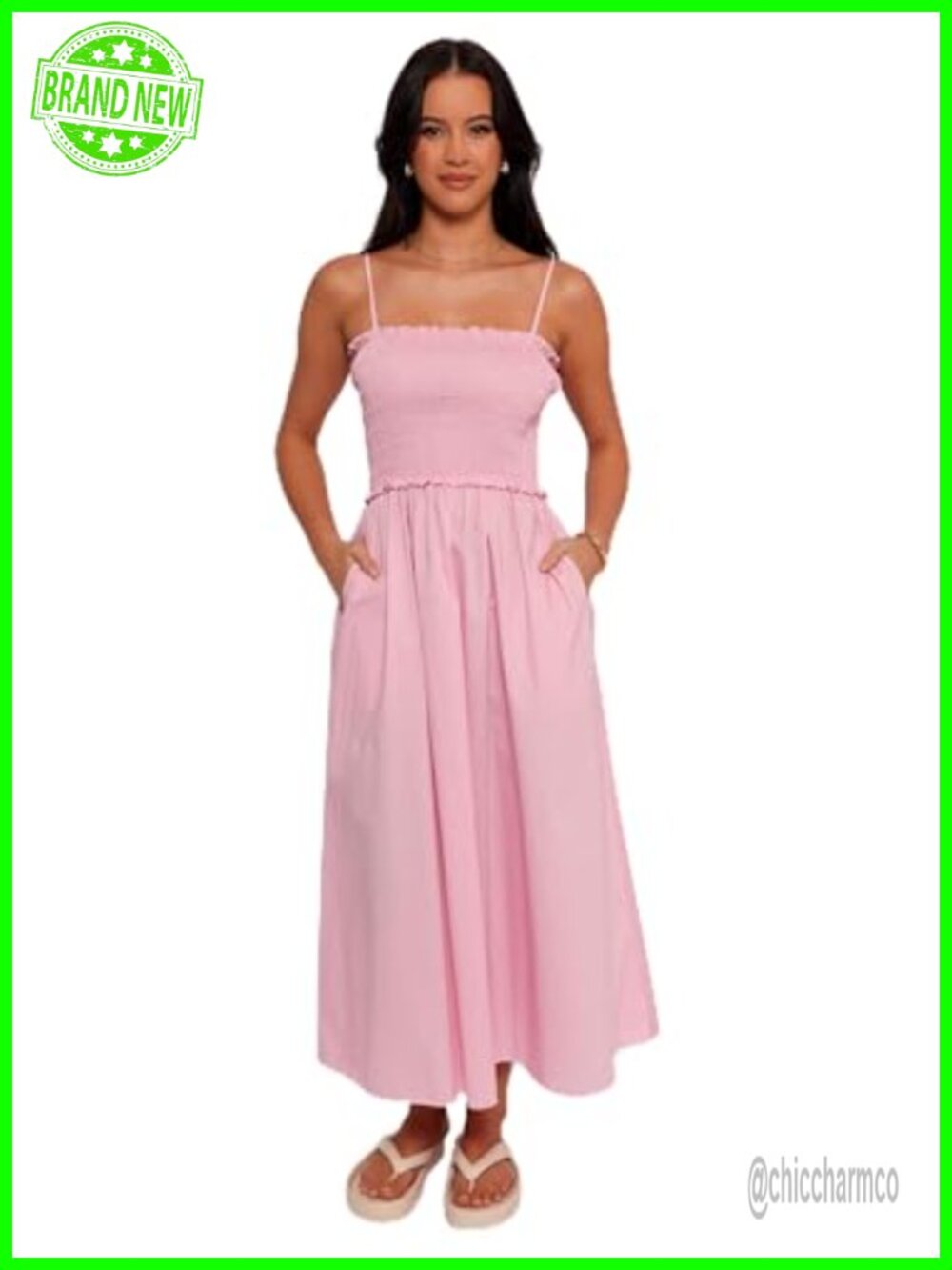 Petal & Pup Nigella Maxi Dress Shirred Bodice Side Pockets